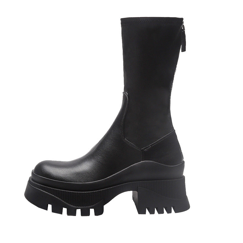 Women's Winter Platform Martin Height Increasing Skinny Chunky Boots