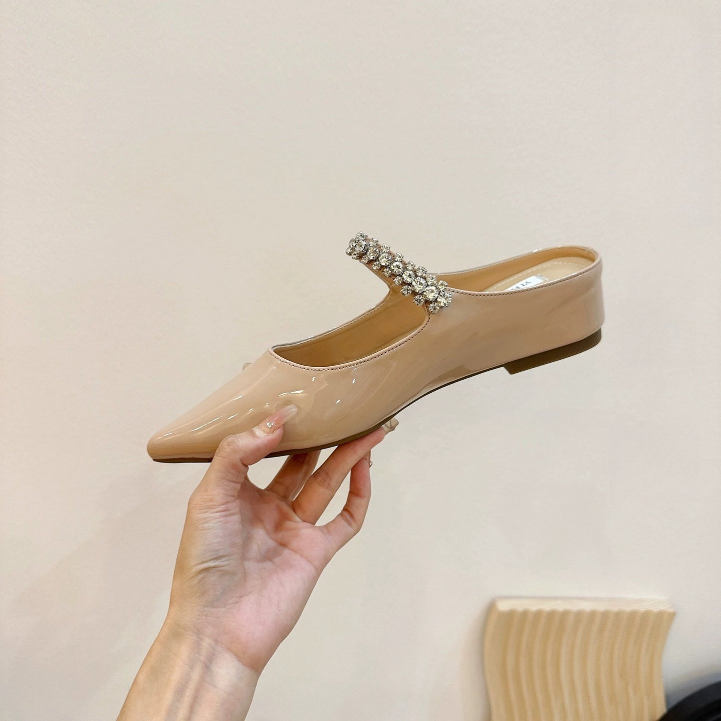 Women's Half For Summer Outdoor Wear Pointed Toe Rhinestone Sier Sandals