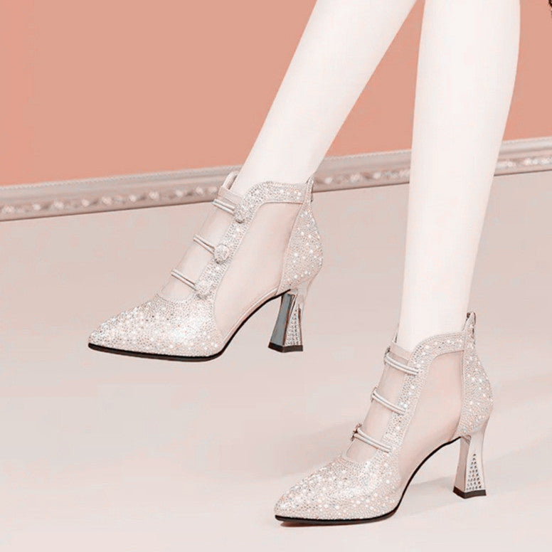 Women's Closed Toe High Outer Wear Thick Heels