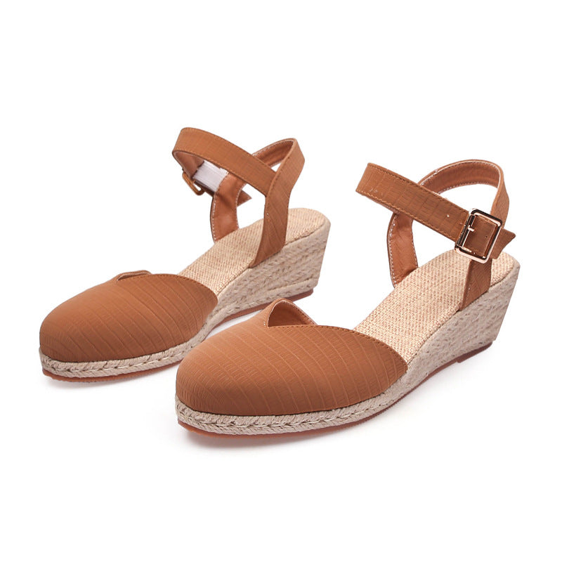 Women's Wedge Platform High Toe Box Pumps Back Empty Slippers