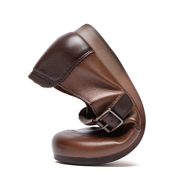 Mouth Flat Soft Bottom Surface Retro Women's Shoes