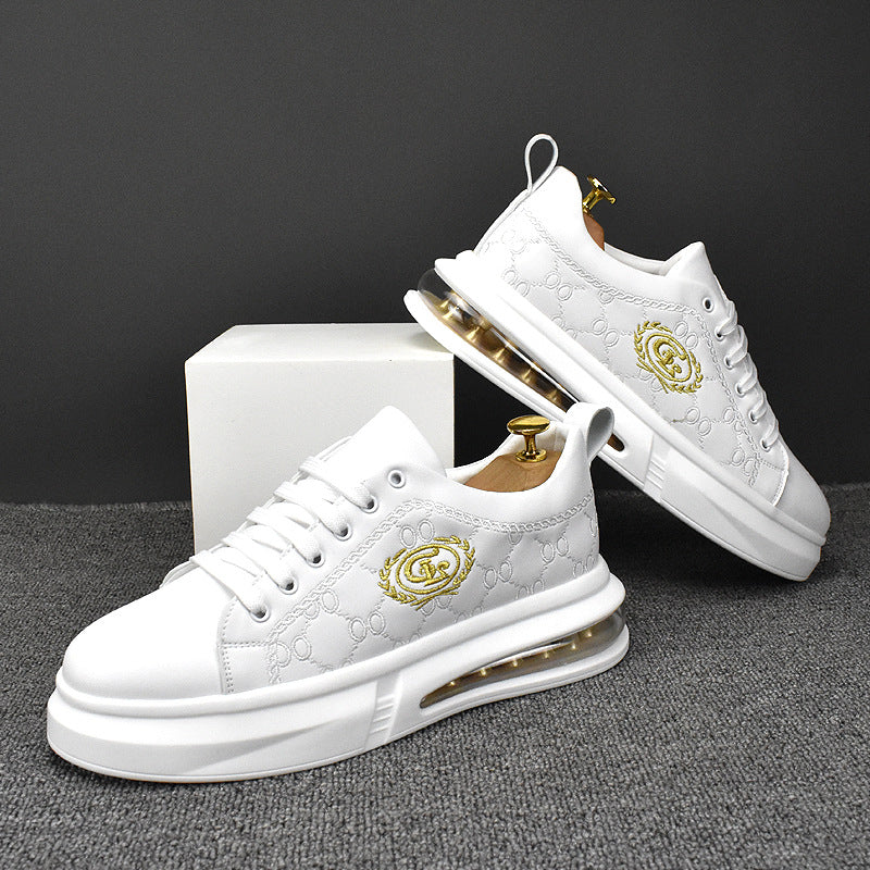 Men's Height Increasing Board Korean Style Breathable Platform Low Top Casual Shoes
