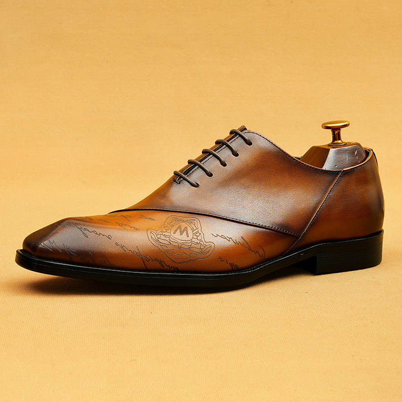 Men's Carved British Formal Wear Business Pointed Leather Shoes