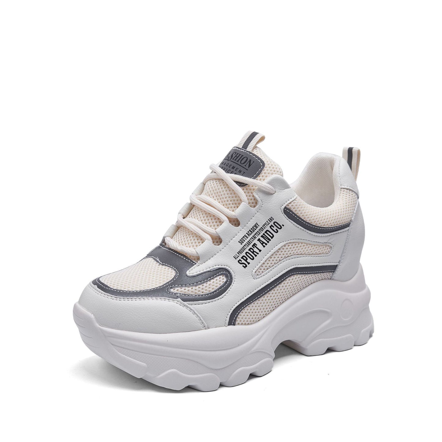 Women's White Summer Sports Breathable Mesh Dad Heels