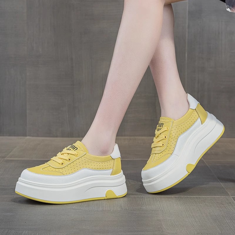 Women's Genuine Breathable Summer Thick Bottom Heightened Easy Wear Versatile Casual Shoes