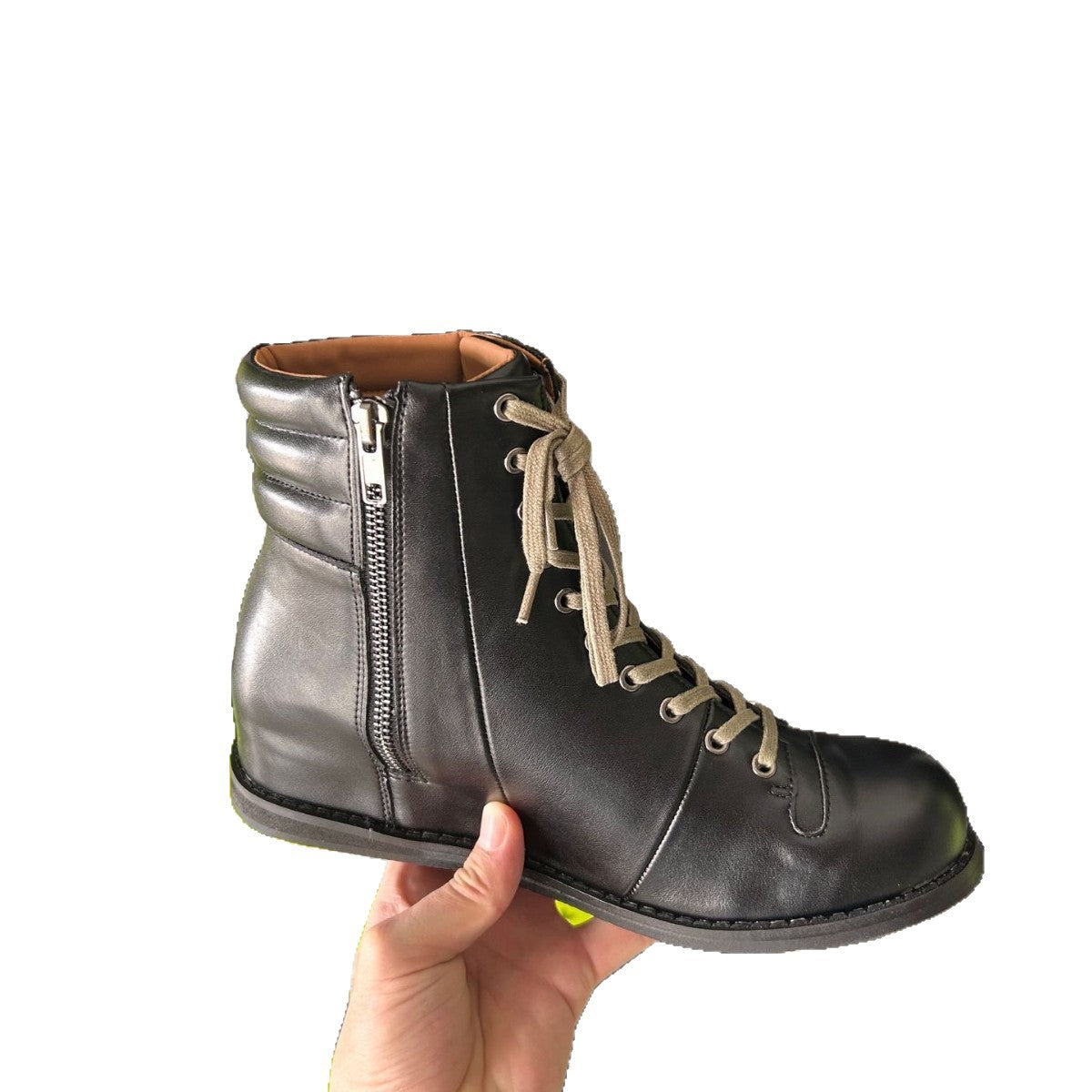 Women's & Men's Black Retro Short Face Boxing Martin Flat Motorcycle Men's Casual Leather Shoes