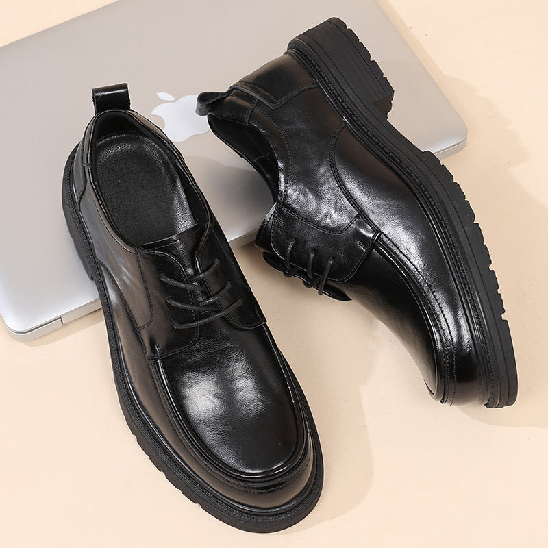 Men's Autumn Genuine Derby Business Formal Wedding Leather Shoes