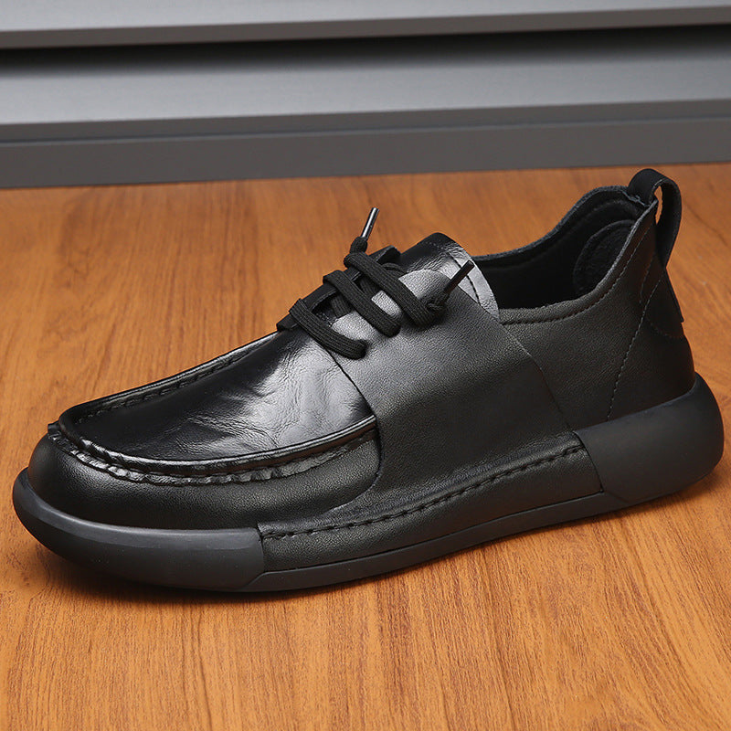 Men's Genuine Breathable Soft Surface Thick Bottom Leather Shoes