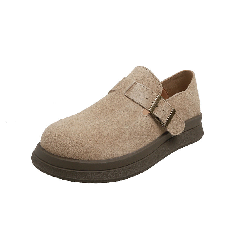Height Increasing Spring Flat Platform Fishing Slip-on Leather Shoes
