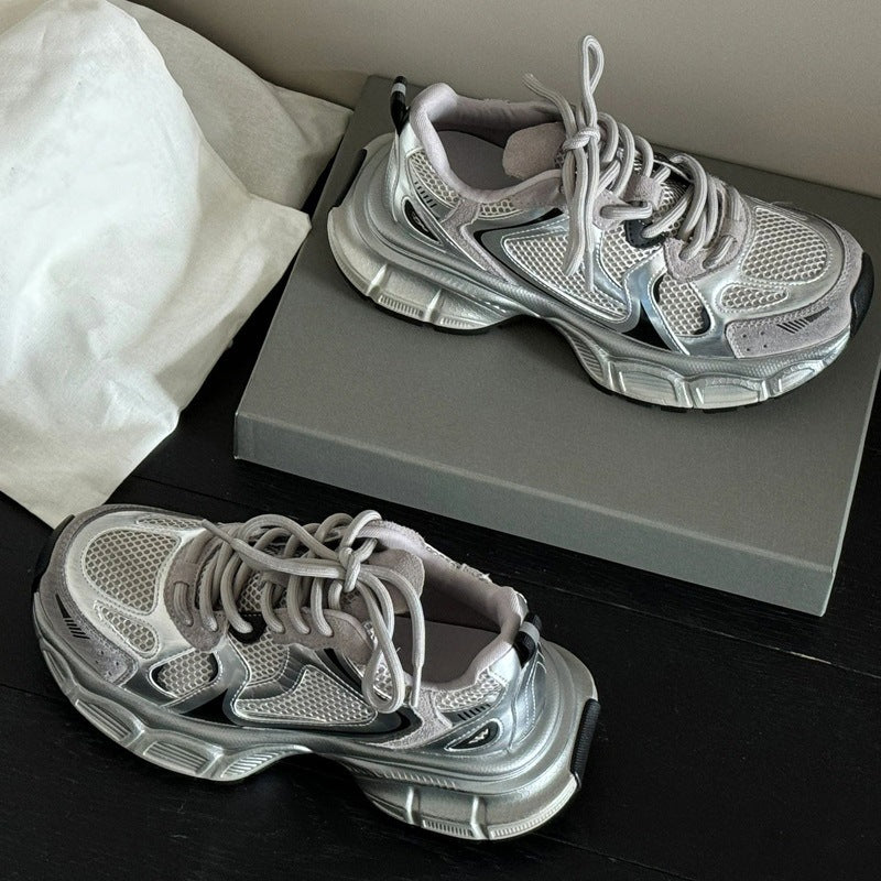 Women's Riding Popcorn Platform Dad Spring Mesh Sneakers