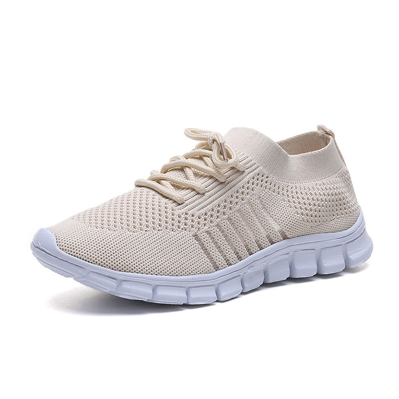Women's Size Low-cut Platform Breathable Flying Woven Soft Bottom Casual Shoes