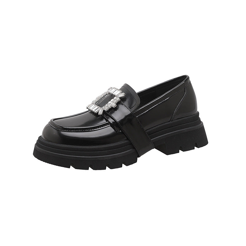 Women's Spring British Style Rhinestone Detachable Platform Loafers