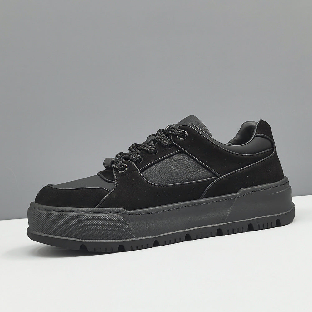 Men's Sports First Layer Cowhide Platform Hight Sneakers