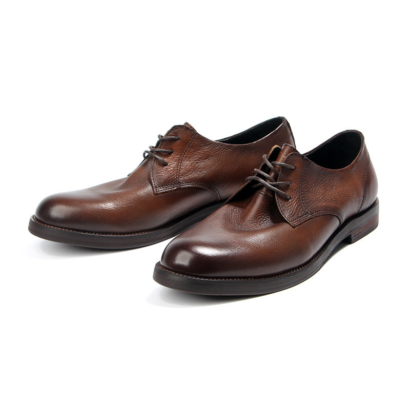 Men's British Business First Layer Cowhide Retro Leather Shoes