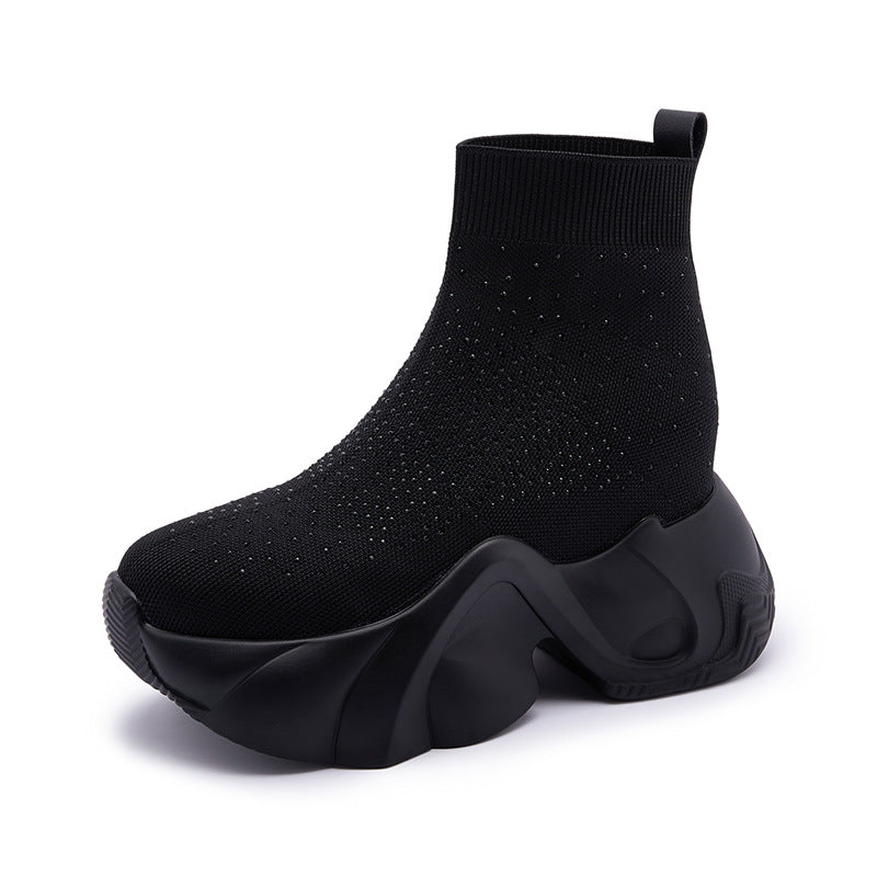 Women's Socks Fashionable Flying Woven Platform Height Sneakers
