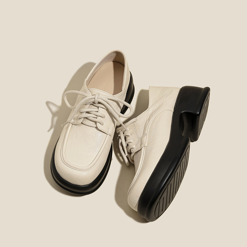 Women's Spring Platform Vintage British Lace Up Loafers