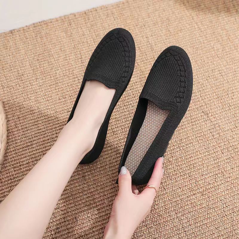 Women's Cloth Breathable Mesh Flat Mom Shallow Casual Shoes