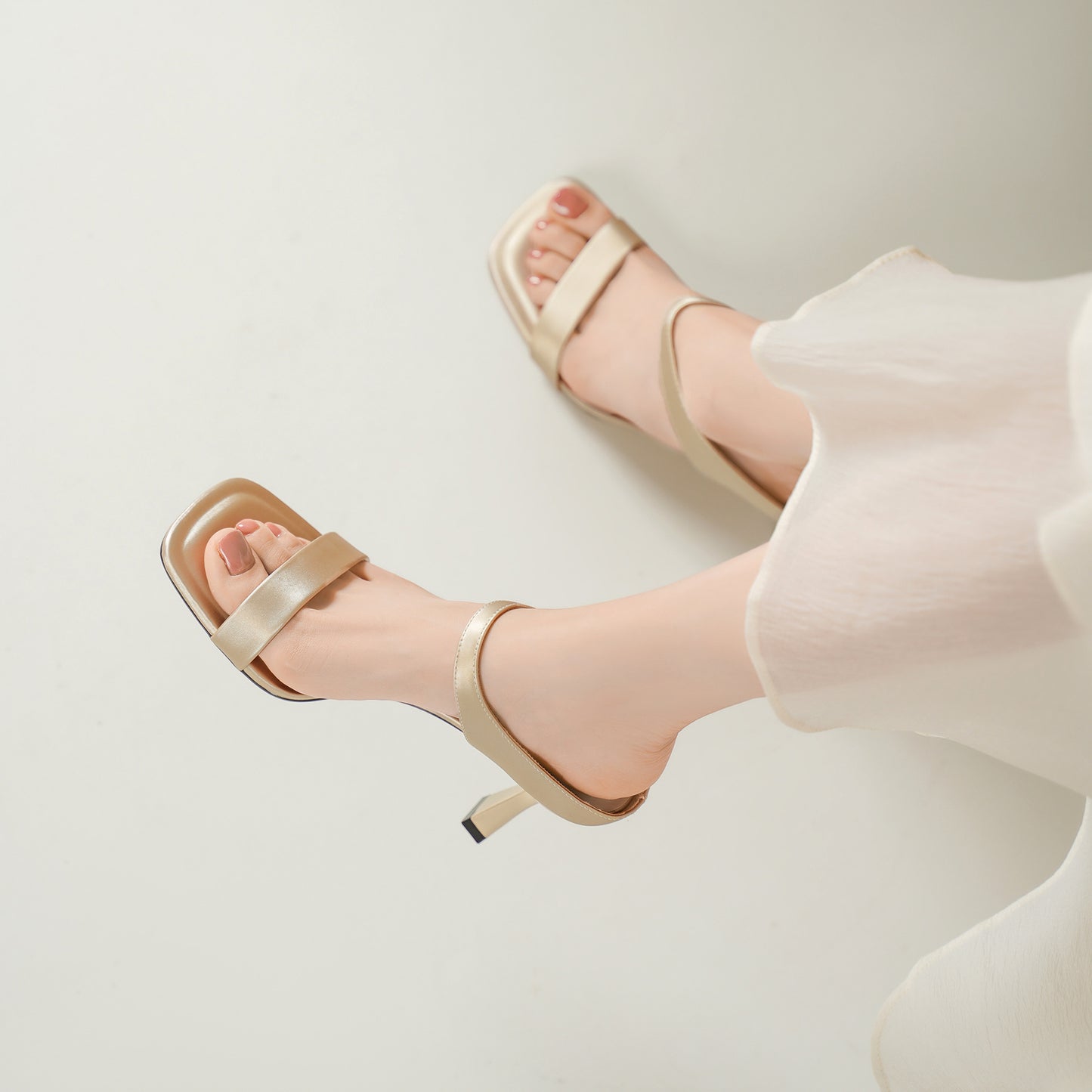 Women's Summer Square Toe Stiletto Open Simple Heels