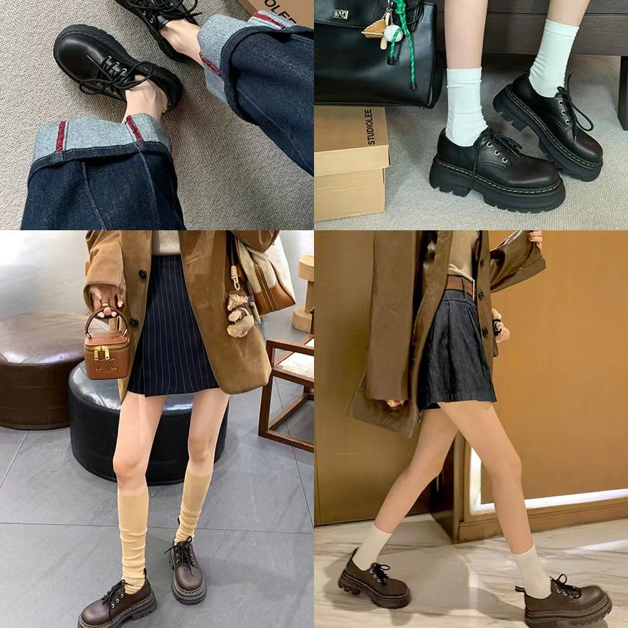 Style Lace Up Increased Chunky Platform Derby Loafers