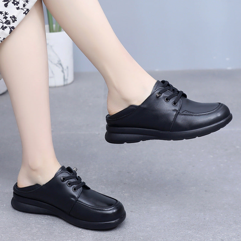 Women's Spring British Style Round Toe Flats Soft Women's Shoes