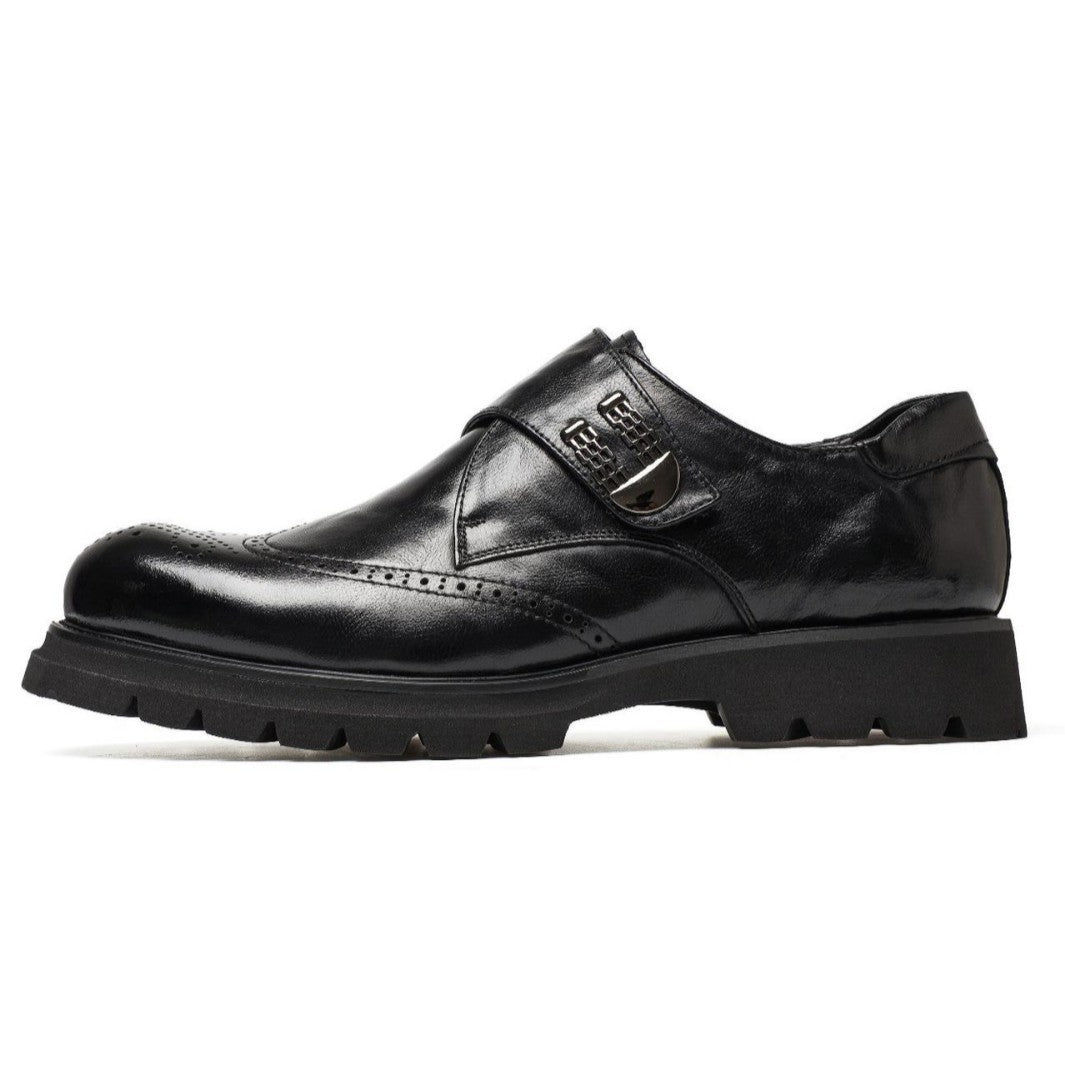 Men's Layer Cowhide Brogue Formal Business Low Leather Shoes