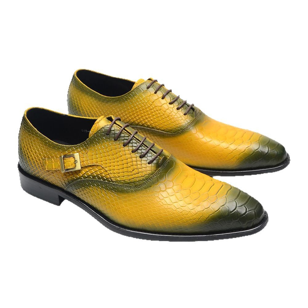 Men's Cowhide Snake Pattern Plus Size Summer Versatile Leather Shoes