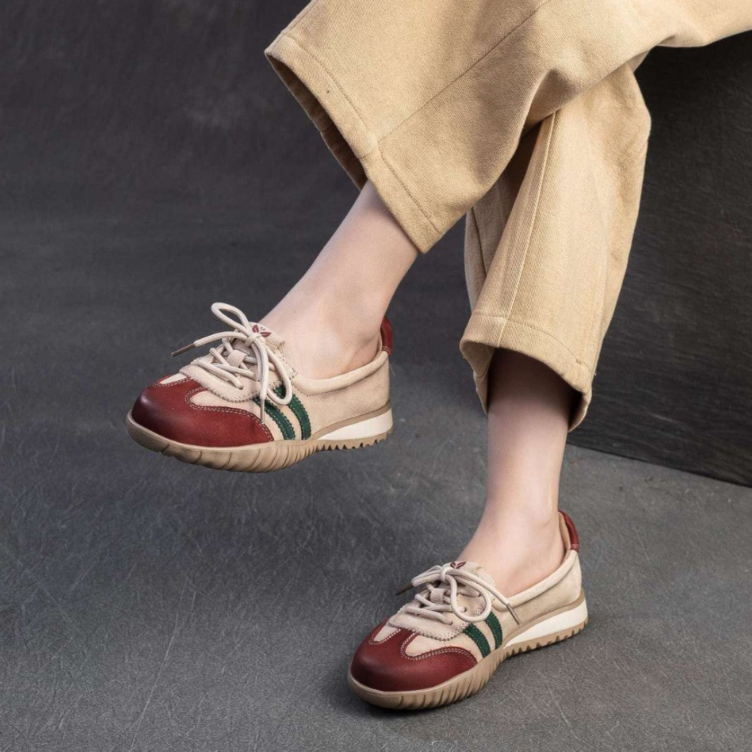 Women's First Layer Cowhide Spring Breathable Slimming Casual Shoes