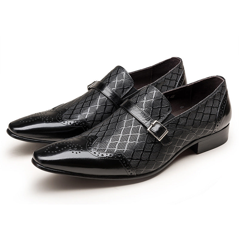 Men's Calfskin Hollow Out Summer Breathable Fashion Pointed Leather Shoes