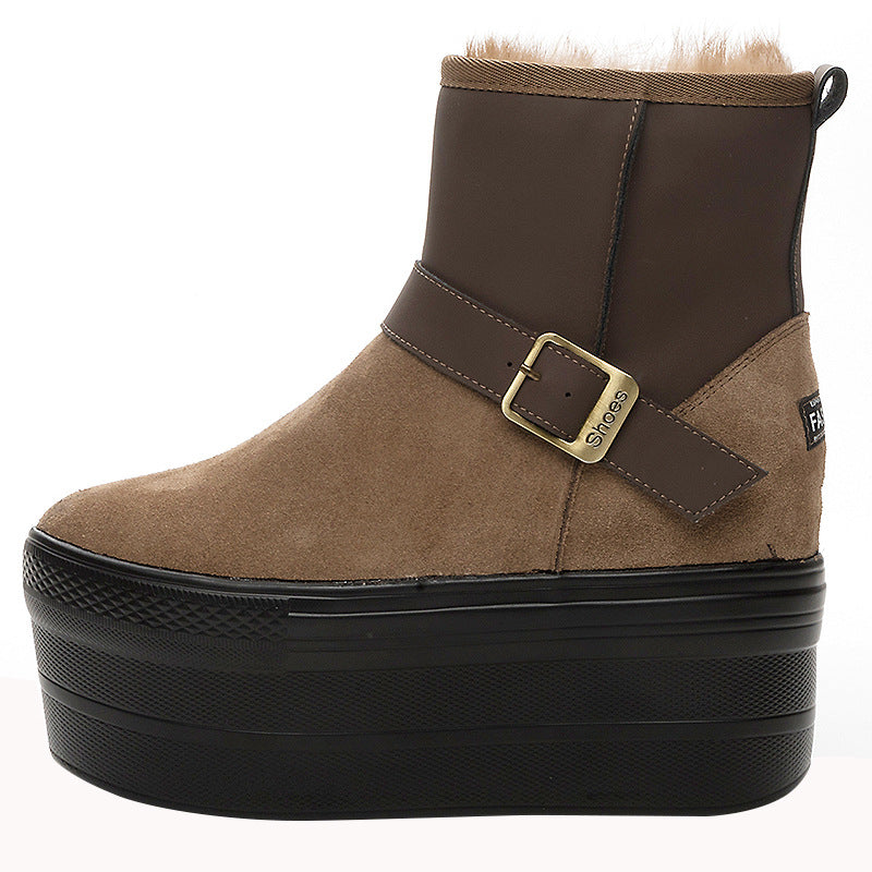 Women's Platform Daily Winter Versatile Fashion Rabbit Fur Boots
