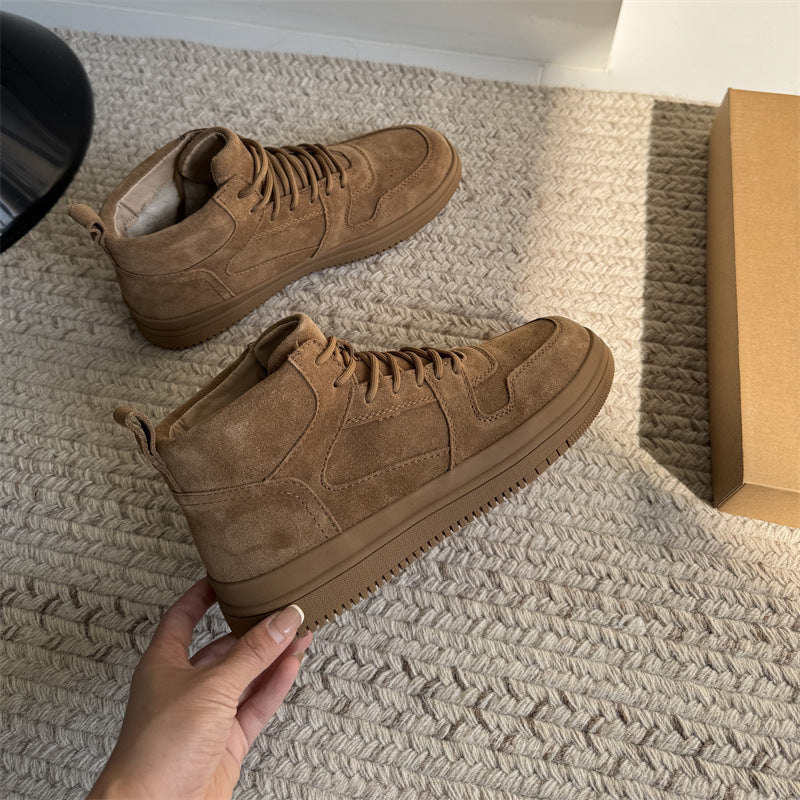 Men's Winter Sheep Fur Integrated High Top Snow Boots