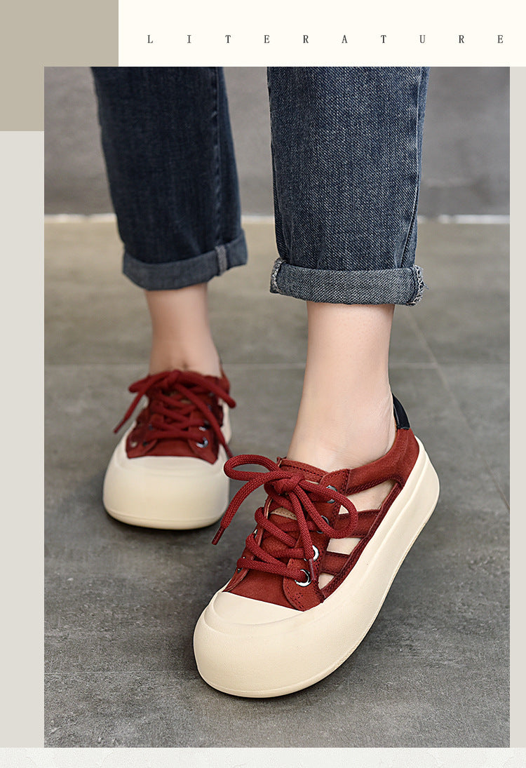 Women's Of Round Toe Lace Up Thick Sandals