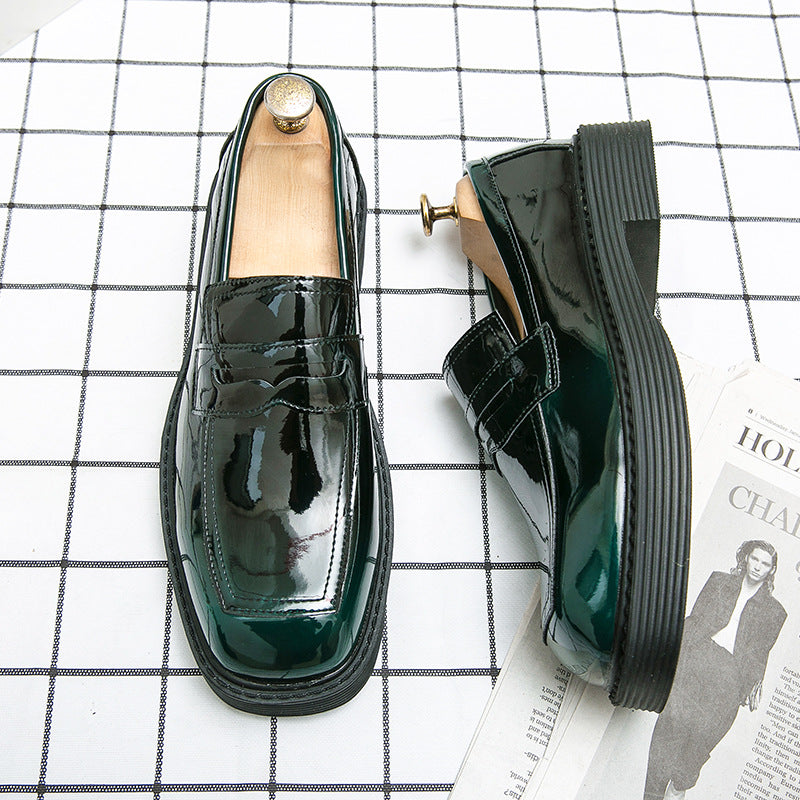 Men's Plus Size Square Toe Patent Glossy Leather Shoes
