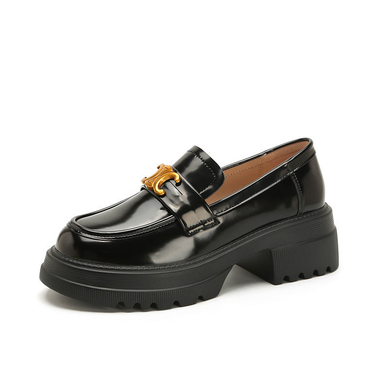 Women's Cowhide Version Soft Small Arc Platform Loafers