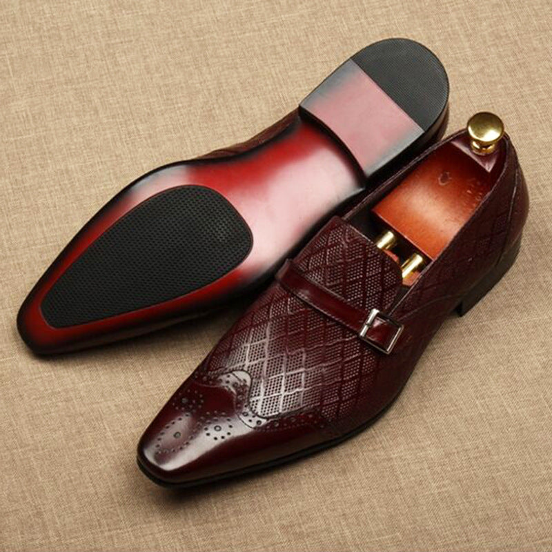Men's Calfskin Hollow Out Summer Breathable Fashion Pointed Leather Shoes
