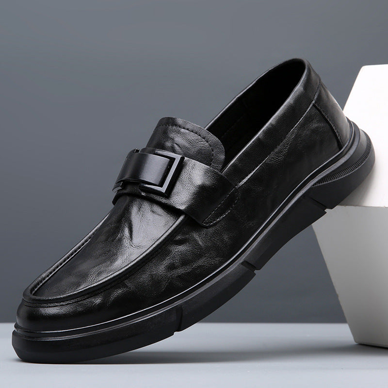Men's Winter British Style Black Slip-on Fashion Leather Shoes