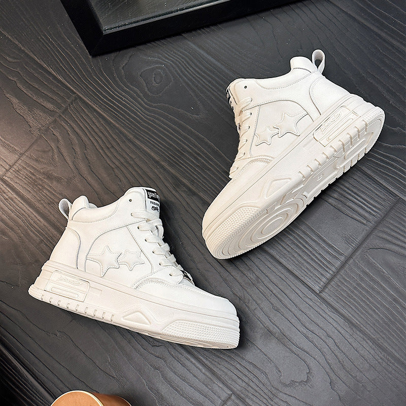 High Top White Female Fashion Genuine Sneakers