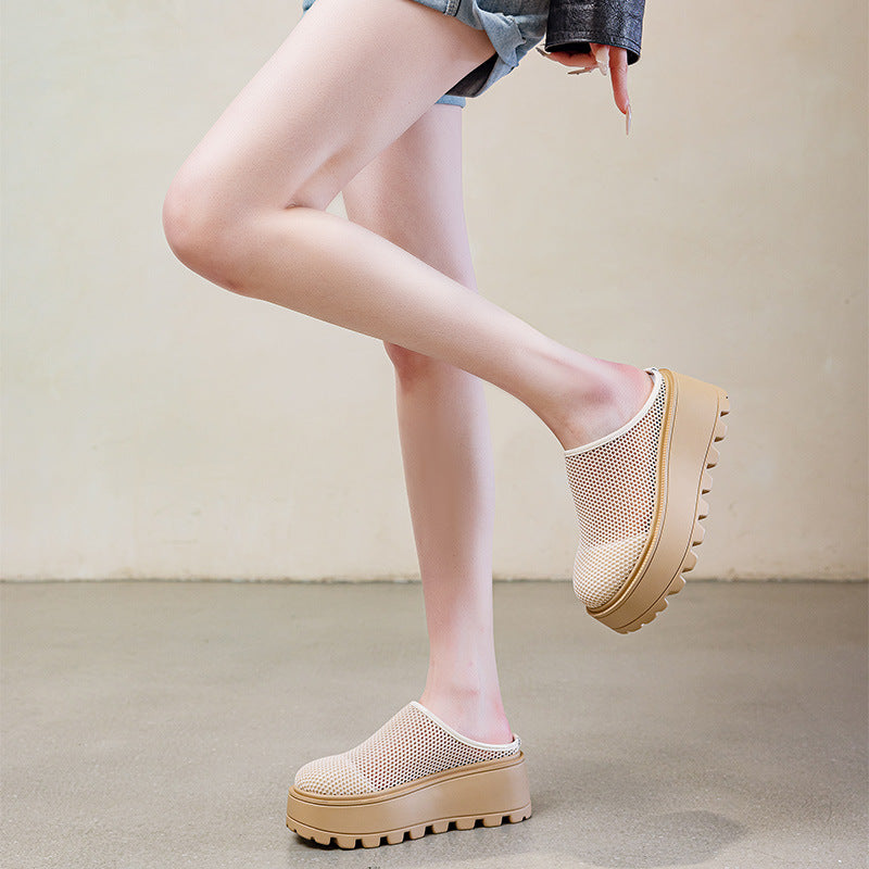 Women's Mesh Closed Toe Half Outer Wear Slippers