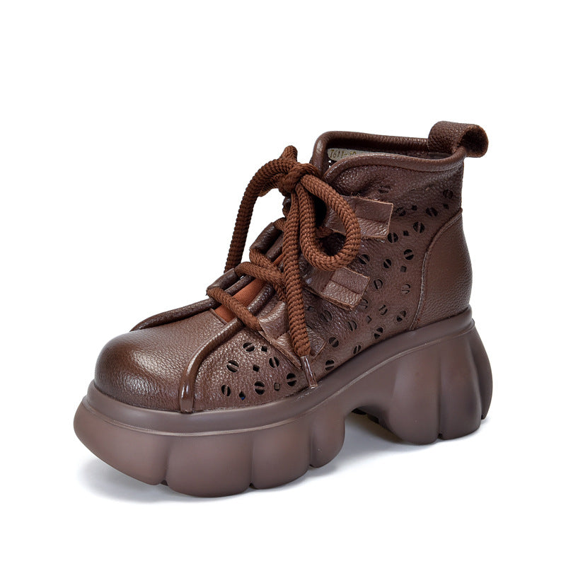 Women's Wedge Summer First Layer Cowhide Platform Sandals