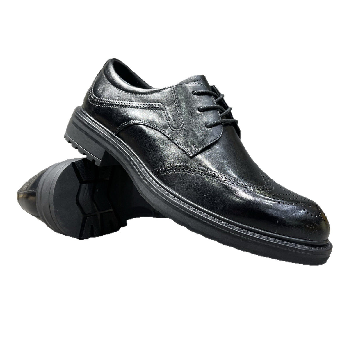 Men's Cattlehide Fashion Brogue British Black Low Leather Shoes