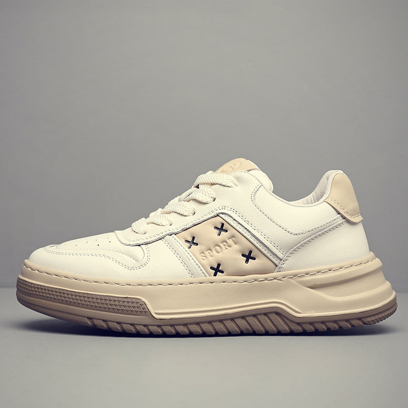 Men's Top Layer Cowhide Fashion Black Platform Men's Shoes