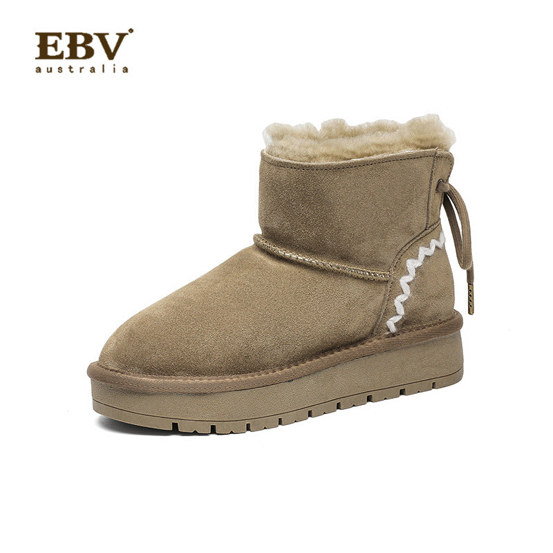 Women's Bow Short Tube Extra Thick Warm With Fleece Boots