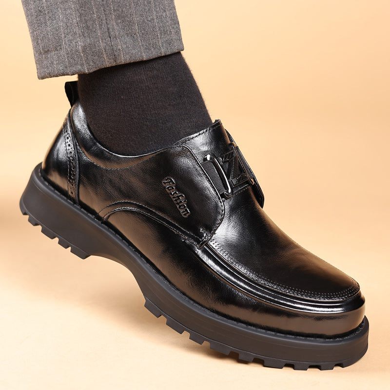 Men's Genuine Platform Fashion Slip-on Foam Soft Leather Shoes