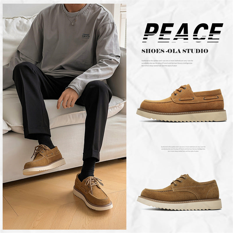 Men's Stylish Big Head British Martin Leather Shoes