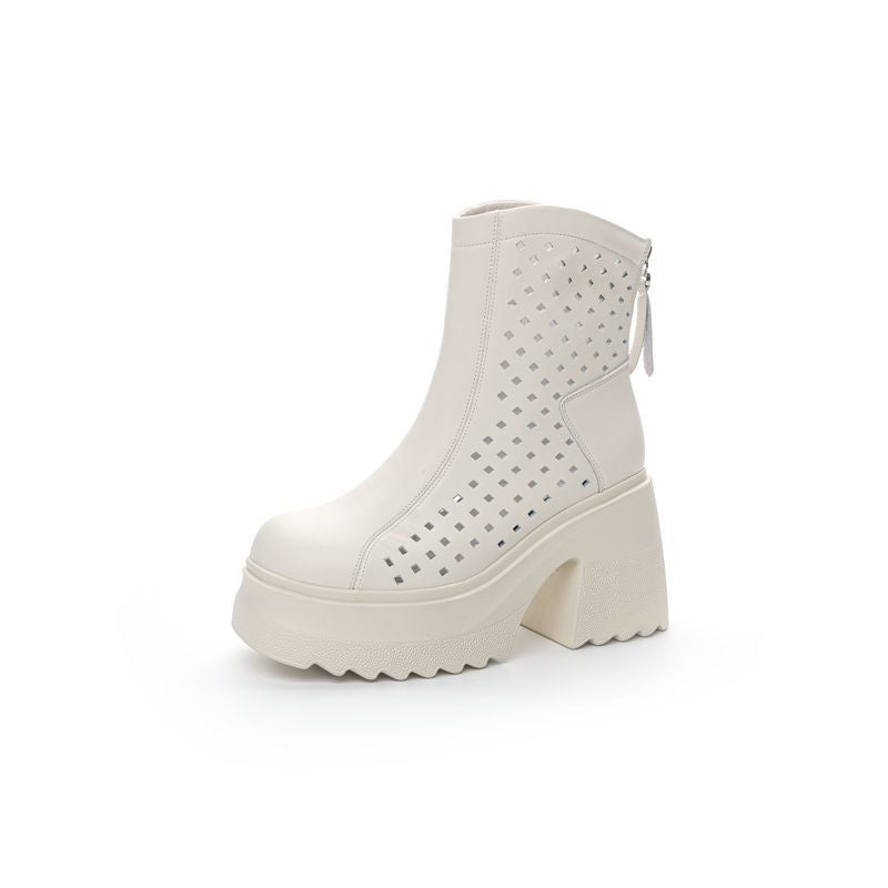 Women's Elevator Perforated High Riding Platform Skinny Sandals