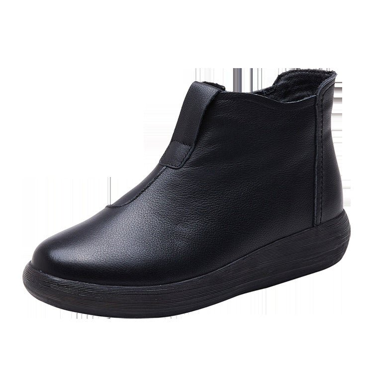 Women's Layer Cowhide Soft Bottom Mom With Women's Shoes