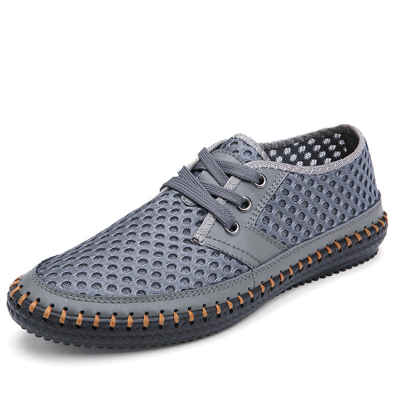 Men's Mesh Lightweight Slip-on Large Sports Soft Leather Shoes
