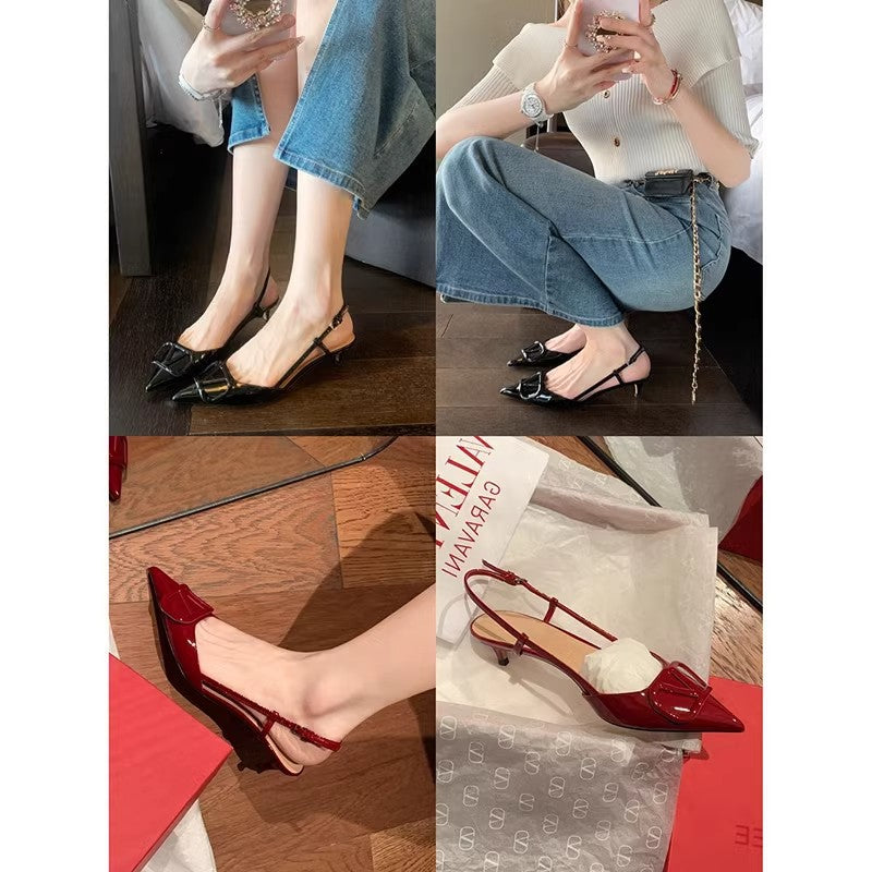 Women's Temperament Commute Leisure V Buckle Pointed High Heels
