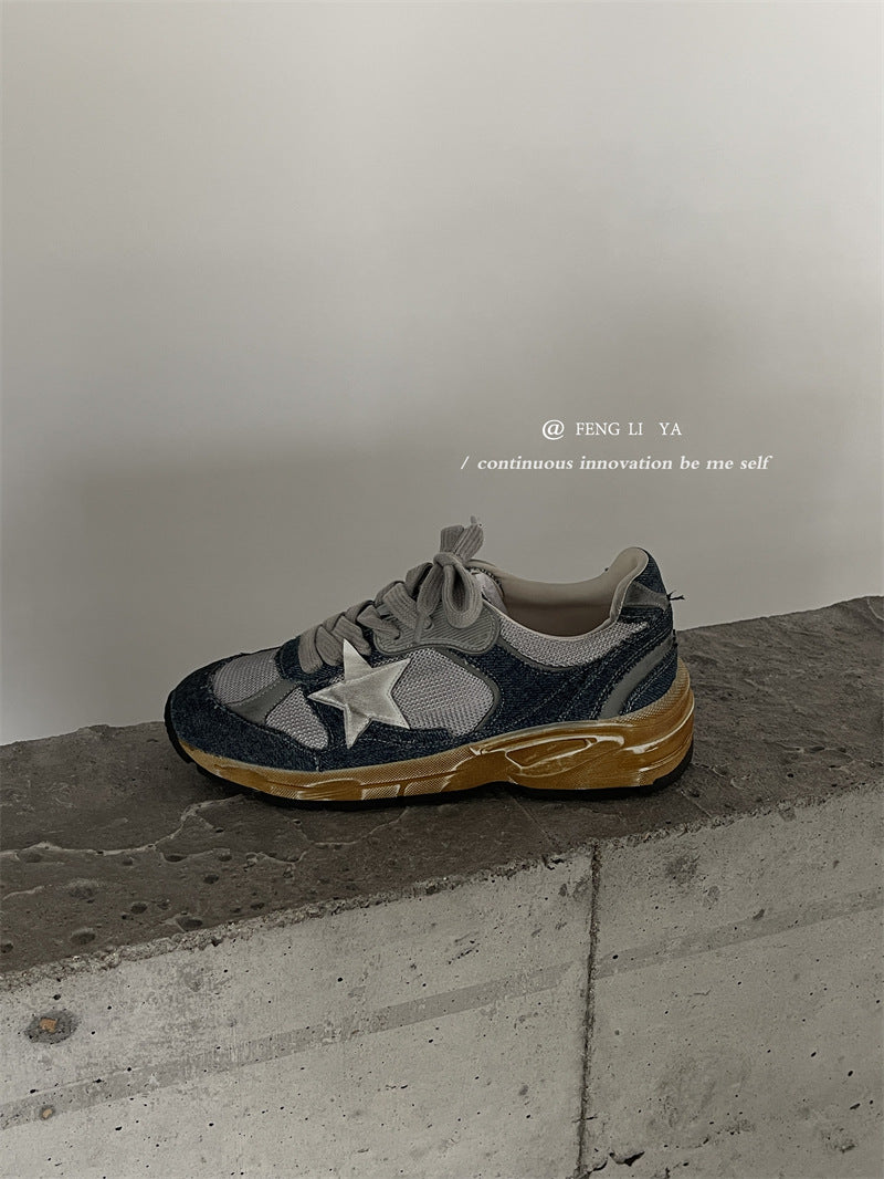 Handmade Old Thick Bottom Dirty Mesh Casual Shoes