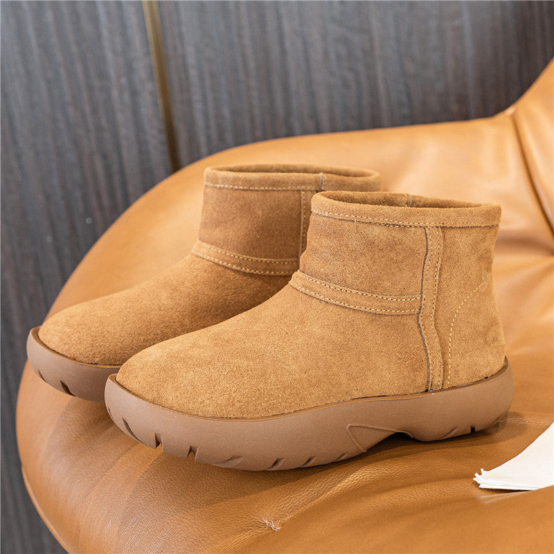 Women's Korean Style Simple Solid Color Short Snow Boots