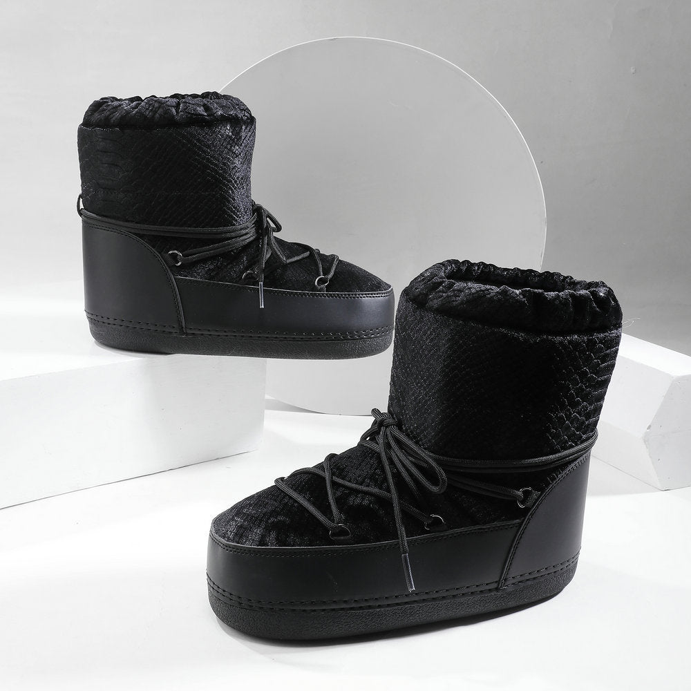 Space Plus Size Winter Skiing Moon Thickened Women's Shoes